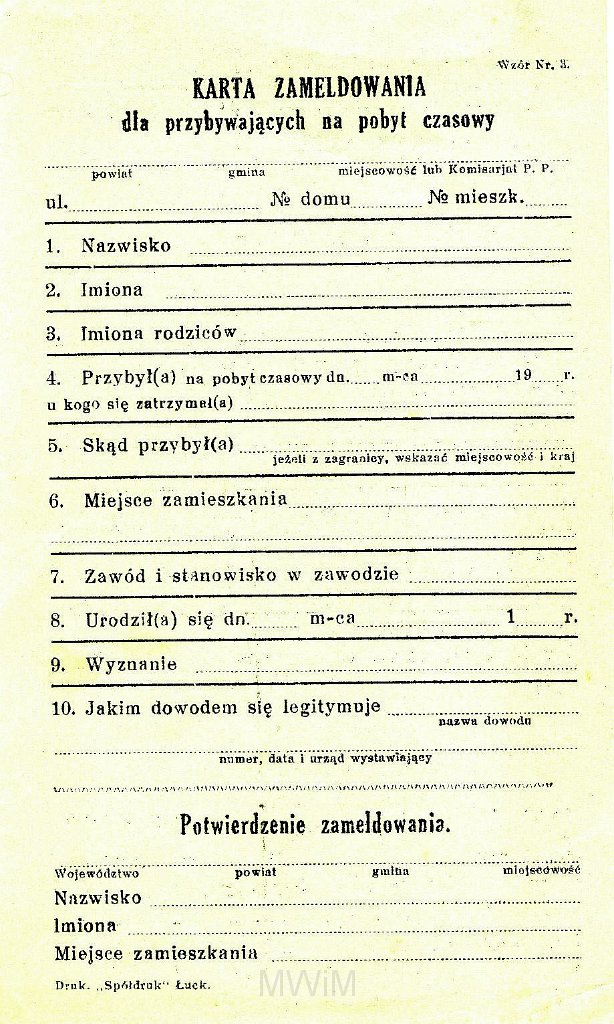 KKE 5924-1.jpg - Dok. Karty Zameldowania oraz karta Wymeldowania, Łuck/Warszawa, 1929 r.